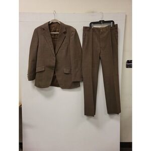 Alexander's Holland Mens Suit 2 Piece Brown Plaid Tweed Wool Regular Business